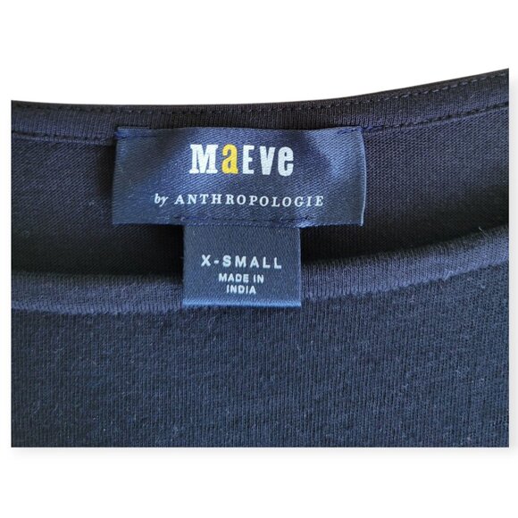 Anthropologie Maeve Black Boxy Bubble Hem Mesh Top XS - Picture 4 of 12